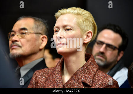 Berlin, Deutschland. 15. Februar, 2018. Berlin, Deutschland. 15 Feb, 2018. Tilda Swinton während der "Isle of Dogs" Pressekonferenz auf der 68. Internationalen Filmfestspiele Berlin/Berlinale 2018 am 15. Februar 2018 in Berlin, Deutschland. Credit: Geisler-Fotopress/Alamy Live News Credit: Geisler-Fotopress/Alamy leben Nachrichten Stockfoto