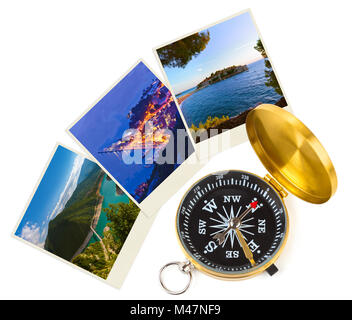 Montenegro Reisebilder (Fotos) und Kompass Stockfoto