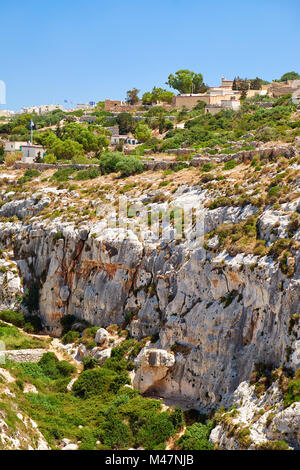 Wied Babu Depression an der Südküste der Insel Malta. Stockfoto