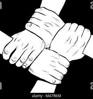 Schwarz / weiß Hände Solidarität Freundschaft Stockfoto