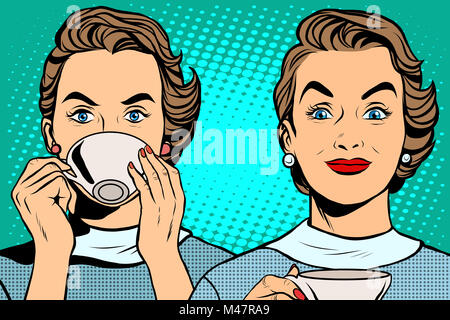 Mädchen mit einer Tasse Tee oder Kaffee Stockfoto