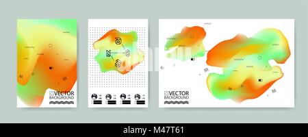Marmor cloud Hologramm Hintergründe, Plakate mit abstrakten Flüssigkeit Blasen formen, geometrischen Stil flach und 3D-Design. Stock Vektor