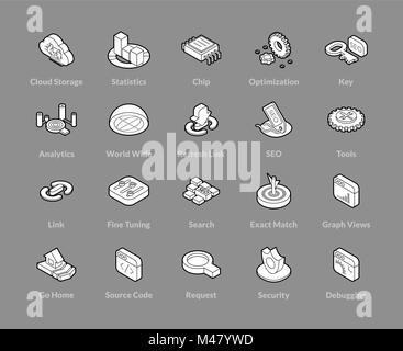 Isometrische Umriss Icons set Stock Vektor