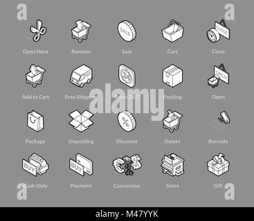 Isometrische Umriss Icons set Stock Vektor