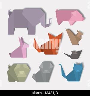 Tier digitale Handwerk eingestellt Icons Stock Vektor