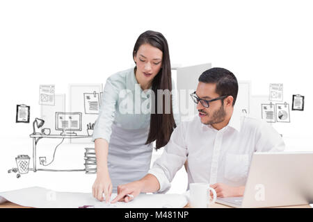 Zusammengesetztes Bild lässig Architektur Teams arbeiten zusammen an der Rezeption Stockfoto