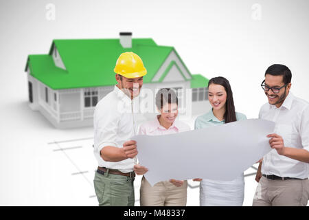 Zusammengesetztes Bild lässig Architektur Team zusammen zu arbeiten Stockfoto
