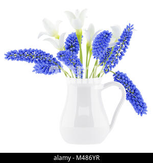 Blumen in Vase isoliert auf weißem Hintergrund. 3D illustration Stockfoto