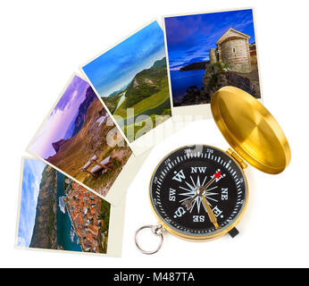 Montenegro Reisebilder (Fotos) und Kompass Stockfoto