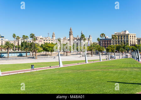 Plaça de l'ictineo Barcelona an der Marina Port Vell Stockfoto