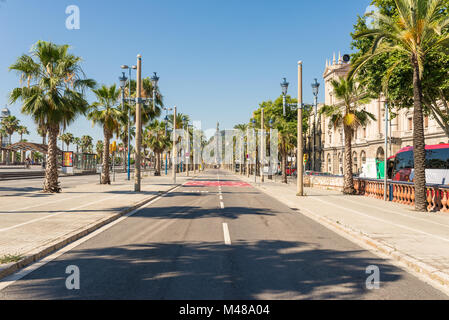 Der Boulevard Passeig de Colom in Barcelona Stockfoto