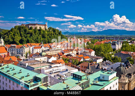 Stadt Ljubljana Luftaufnahme Stockfoto