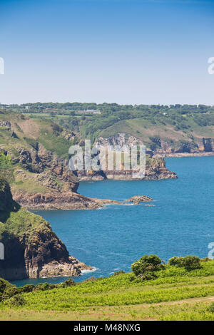 Küstenlandschaft in der Nähe der Teufel Hole, Jersey, Channel Islands, Großbritannien Stockfoto