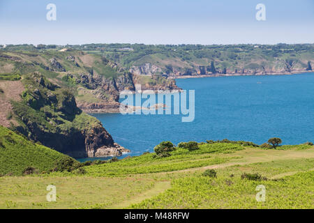 Küstenlandschaft in der Nähe der Teufel Hole, Jersey, Channel Islands, Großbritannien Stockfoto