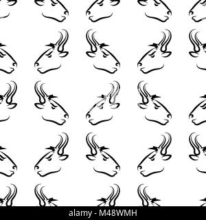 Bull Head Icon nahtlose Muster Stockfoto