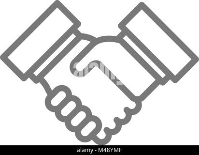 Einfaches business Handshake und Vertrag Symbol Leitung. Symbol und Zeichen Vector Illustration Design. Auf weissem Hintergrund Stock Vektor