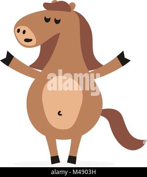 Lächelnd cartoon Pferd Maskottchen Charakter. Vector Illustration Stock Vektor