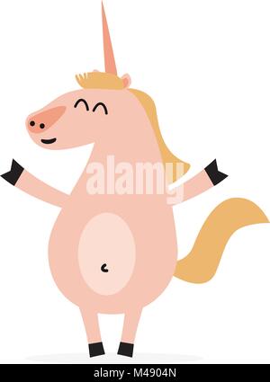 Cartoon fantastische Einhorn Charakter mit offenen Armen Stock Vektor