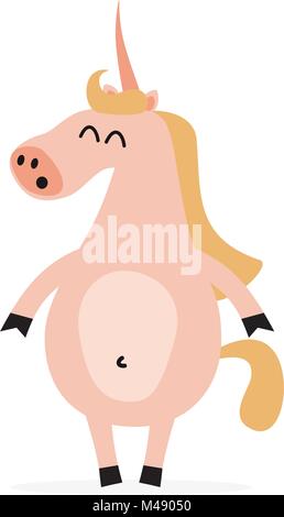 Cartoon fantastische Einhorn Charakter. Vector Illustration für Animation Stock Vektor