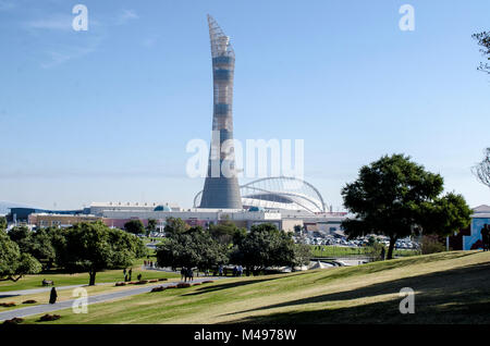 Aspire Zone, auch bekannt als Doha Sports City, ist ein 250 Hektar großer Sportkomplex im Al WAB-Viertel von Doha, Katar. Stockfoto