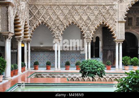 Sevilla, Spanien - königliche Alcazar, berühmten UNESCO-Weltkulturerbe. Maurischer Architektur. Stockfoto