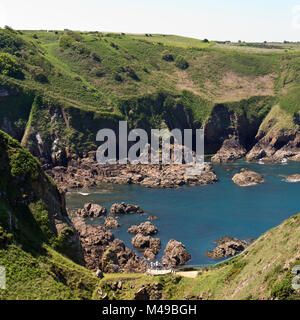 Küstenlandschaft in der Nähe der Teufel Hole, Jersey, Channel Islands, Großbritannien Stockfoto