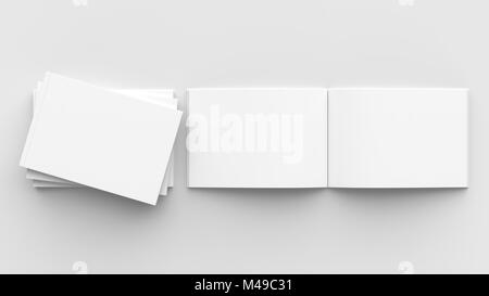 Horizontale - Landschaft gebunden Broschüre, Buch oder Katalog mock up auf weichen grauen Hintergrund isoliert. 3D-Darstellung. Stockfoto