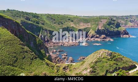 Küstenlandschaft in der Nähe der Teufel Hole, Jersey, Channel Islands, Großbritannien Stockfoto