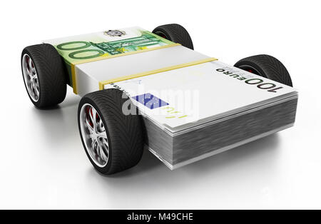 Reifen bis 100 Euro Rechnungen verbunden. 3D-Darstellung. Stockfoto