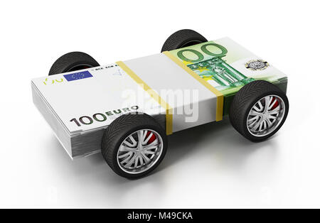 Reifen bis 100 Euro Rechnungen verbunden. 3D-Darstellung. Stockfoto