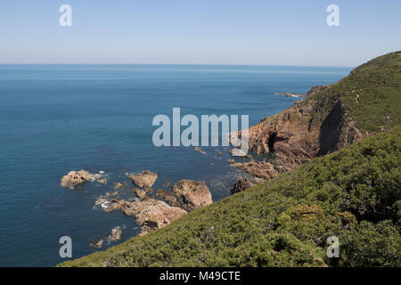 Küstenlandschaft in der Nähe der Teufel Hole, Jersey, Channel Islands, Großbritannien Stockfoto