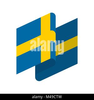 Schweden Flagge isoliert. Schwedische band Banner. Zustand Symbol Stock Vektor