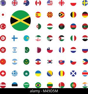 Jamaika runde Flagge Symbol. Runde Welt Flaggen Vektor-illustration Symbole gesetzt Stock Vektor