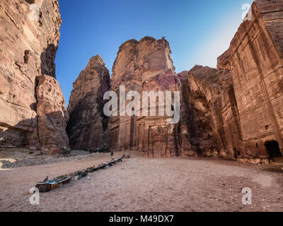 Petra Straße von Fassaden, Jordanien Stockfoto