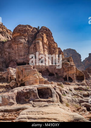 Wohnungen Wohnungen in Petra verlorene Stadt in Jordanien Stockfoto