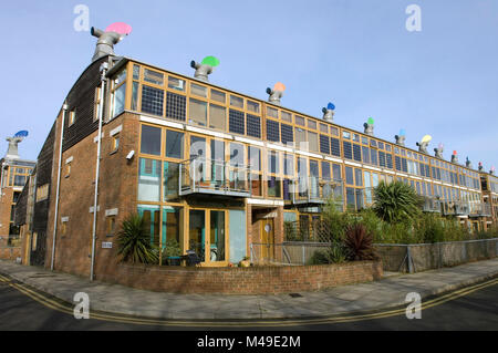 BedZed Co2-neutral Eco Community in Wallington in der Nähe von Croydon, Surrey, UK, 2008 Stockfoto