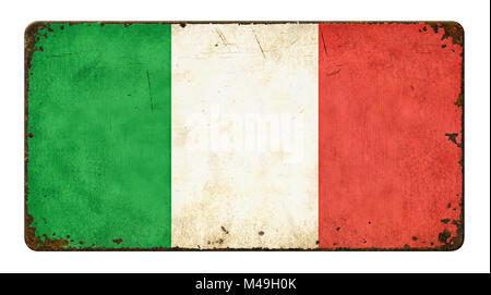 Vintage metall Zeichen auf weißem Hintergrund - Flagge von Italien Stockfoto