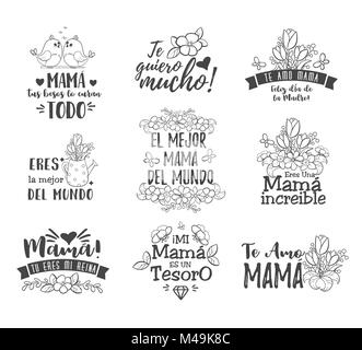 Spanischen Mutter Tag Gruß Stock Vektor
