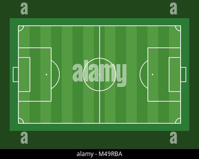 Fußballplatz Luftaufnahme auf grünem Hintergrund. Flache Vector Illustration Stock Vektor