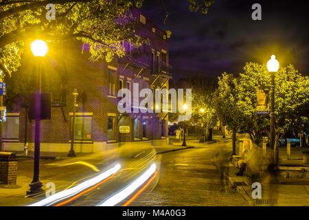 Riverfront Board Walk Szenen in Wilmington nc bei Nacht Stockfoto