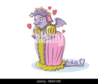 Es ist ein Charakter Design über eine Dame Drache, der in der Liebe ist Stock Vektor
