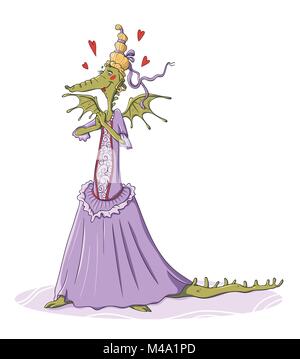 Es ist ein Charakter Design über eine Dame Drache, der in der Liebe ist Stock Vektor
