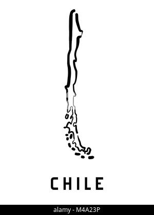 Chile Karte outline-glatten vereinfachte Land formen Karte Vektor. Stock Vektor