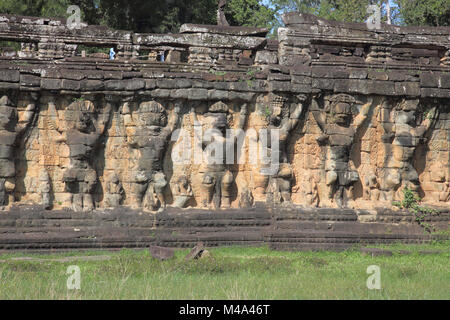 Terrasse von der Aussätzige König in der antiken Stadt Angkor Thom in der Nähe von Siem Reap Kambodscha Stockfoto