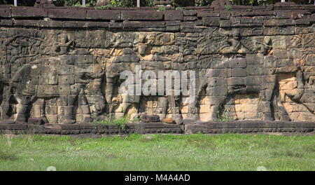 Terrasse der Elefanten in der antiken Stadt Angkor Thom in der Nähe von Siem Reap Kambodscha Stockfoto