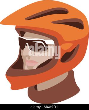 Radfahrer in Helm Vector Illustration Flat Style Profil ansehen Stock Vektor