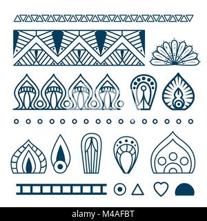 Boho style Mandala Symbole gesetzt Stock Vektor