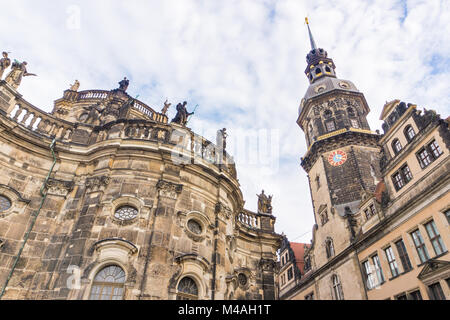 Gebäude in der Altstadt von Dresden, der Landeshauptstadt des Freistaates Sachsen in Deutschland. Stockfoto