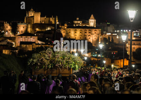 Die Bruderschaft des Heiligen Christus der Zuflucht in Cáceres. Stockfoto