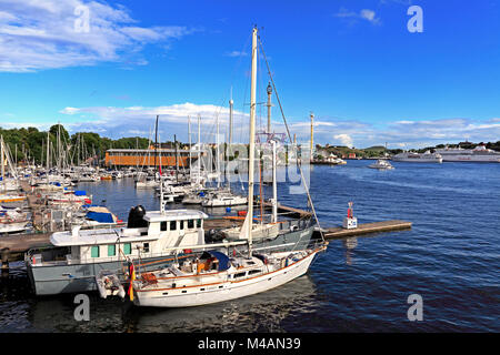 Stockholm/Schweden - vom 05.08.2013 01:Boote andocken von der Djurgården Insel Stockfoto